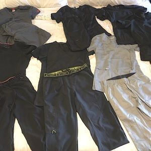 Dark Grey/Pewter scrubs (3 Sets + extra top)